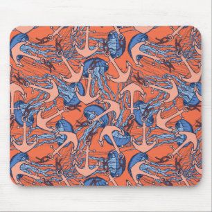 Mousepad Padrão De Âncora E De Água-Viva