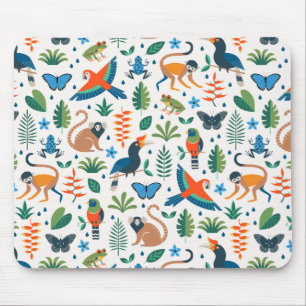 Mousepad Padrão de Animais da Floresta Tropical