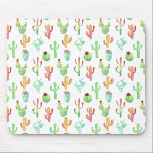 Mousepad Padrão de Aquarela Cactus Pastel