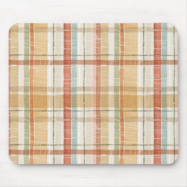 Mousepad Padrão de Aquarela da Xadrez de Queda Rústica (Frente)