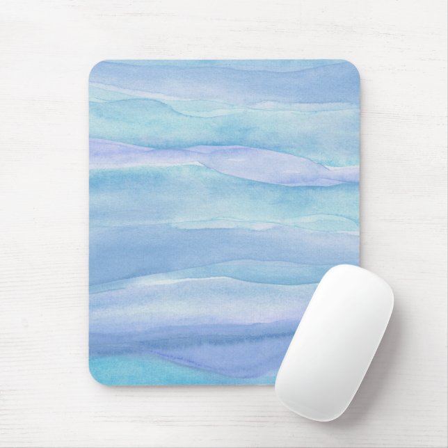 Mousepad Padrão de Aquarela das Camadas do Oceano Roxo Azul (Com mouse)