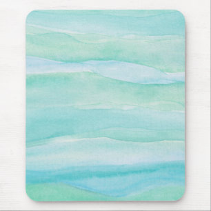 Mousepad Padrão de Aquarela das Camadas do Oceano Verde Azu