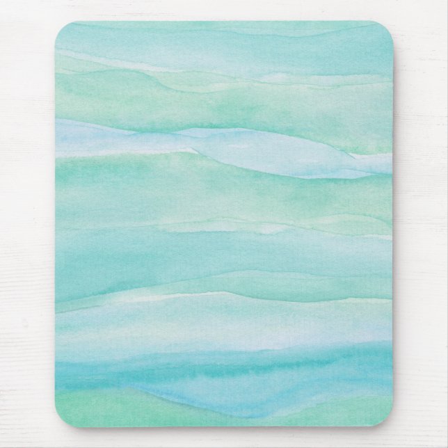 Mousepad Padrão de Aquarela das Camadas do Oceano Verde Azu (Frente)