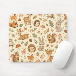 Mousepad Padrão de aquarela de animais da floresta de madei