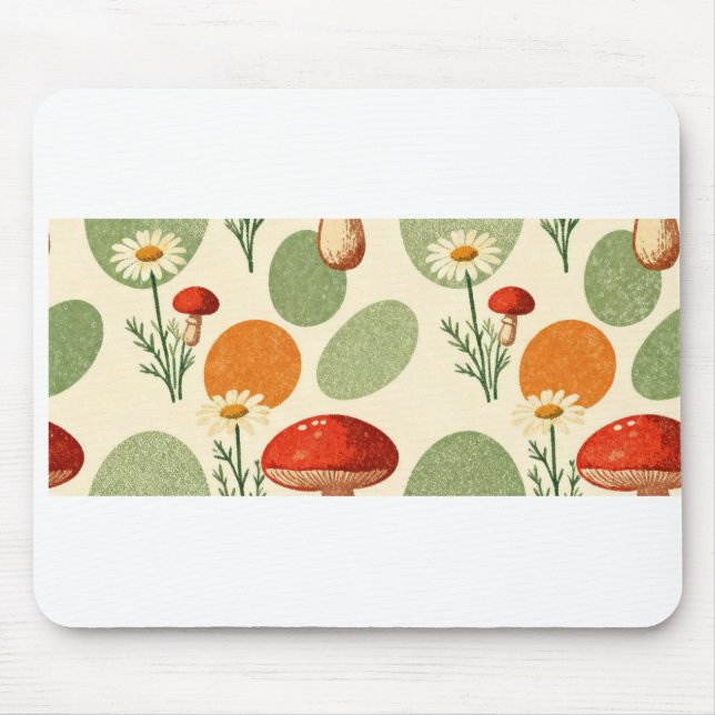 Mousepad Padrão de Aquarela de Cogumelo Rústico & Margarida (Frente)