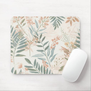Mousepad Padrão de Aquarela de Folha de Blush Botânico Salv