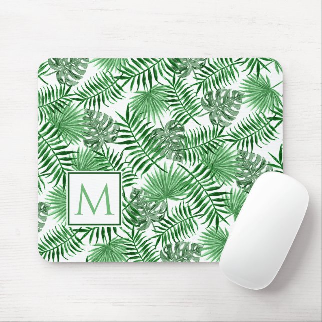 Mousepad Padrão de Aquarela de Folhas Tropicais Personaliza (Com mouse)