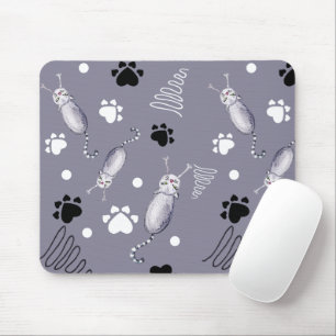 Mousepad Padrão De Aquarela De Gatos E Patas