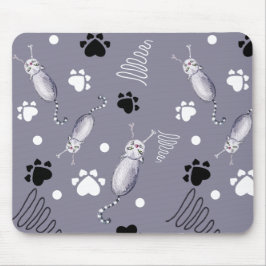 Mousepad Padrão De Aquarela De Gatos E Patas