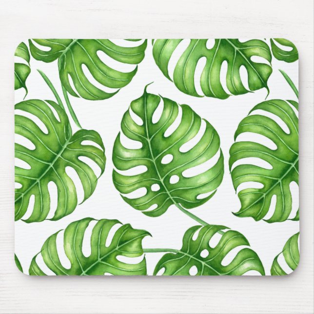 Mousepad Padrão de aquarela de Monstera (Frente)