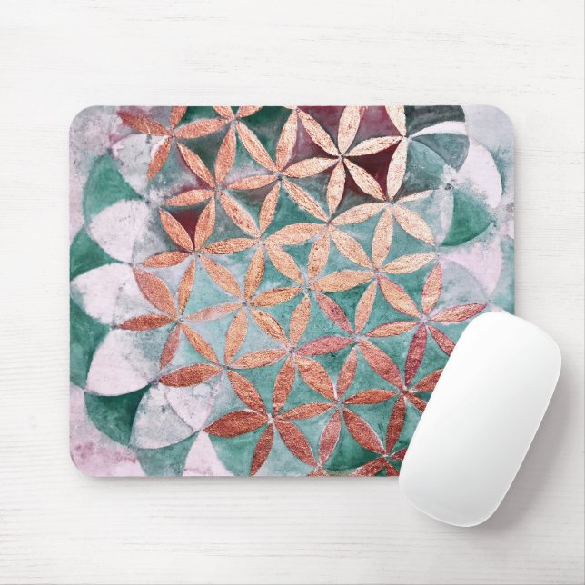 Mousepad Padrão de Aquarela de Pastel Rosa-Rosa-Blush Abstr (Com mouse)