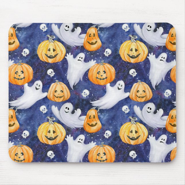 Mousepad Padrão de Aquarela do Halloween (Frente)