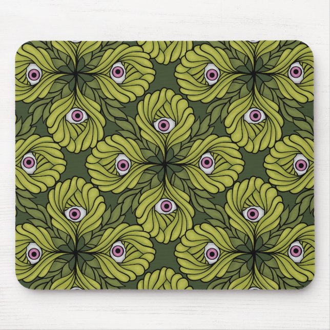 Mousepad Padrão de Arte de Fantasia Verde, Primavera de Fáb (Frente)