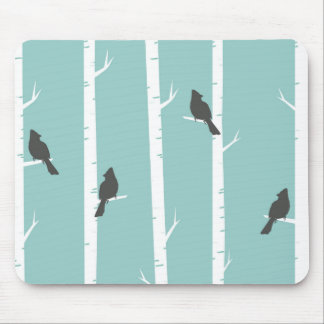 Mousepad Padrão de árvore de aves azul-lacrimogênio simples