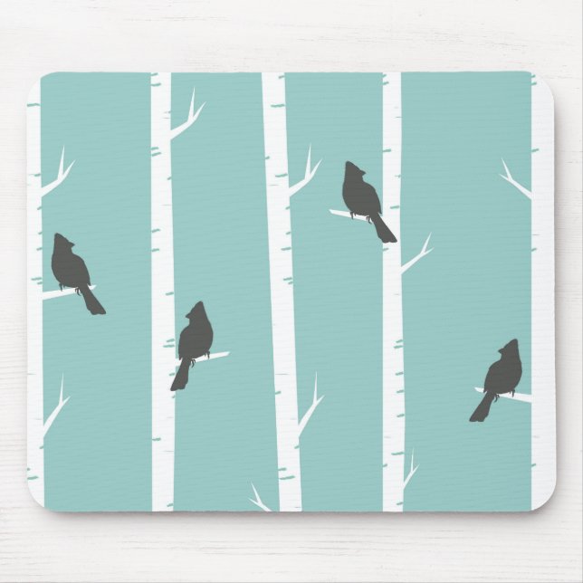 Mousepad Padrão de árvore de aves azul-lacrimogênio simples (Frente)