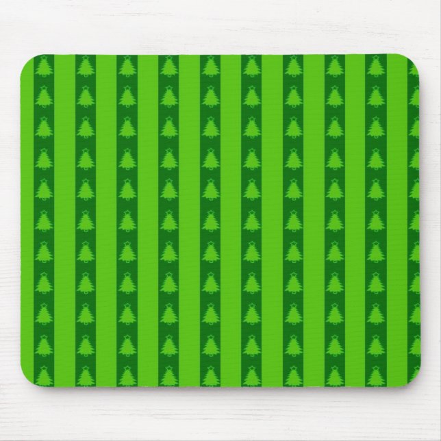 Mousepad Padrão de Árvore de Natal em Greve Verde (Frente)