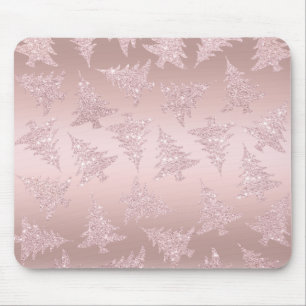 Mousepad Padrão de Árvore de Natal Glitter Dourado com Ro