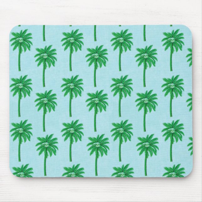 Mousepad Padrão de árvore palma em azul (Frente)