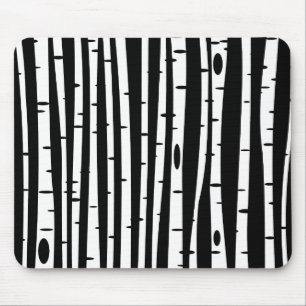 Mousepad Padrão de árvore preto e branco fofo