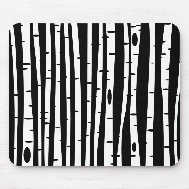 Mousepad Padrão de árvore preto e branco fofo (Frente)