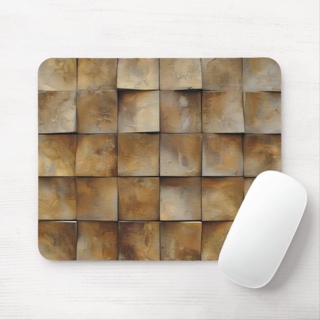 Mousepad Padrão de Azulejo Castanho Antigo (Com mouse)