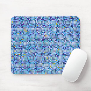 Mousepad Padrão de Azulejo de tons azuis mosaicos quadrados