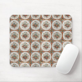 Mousepad Padrão de Azulejos Florais de Terracotta Vintage