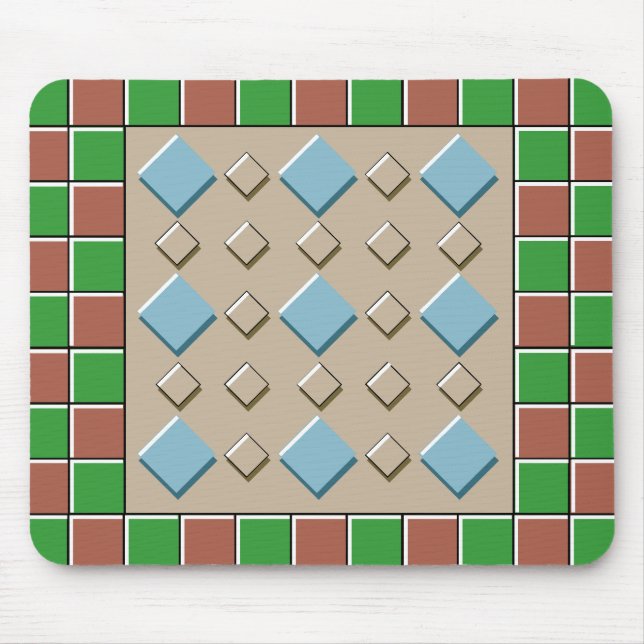 Mousepad Padrão de Azulejos verdes e castanhos (Frente)