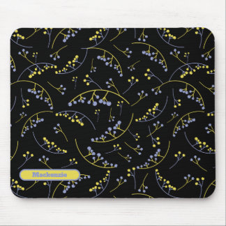 Mousepad padrão de bagas lilás amarelas na moda monograma