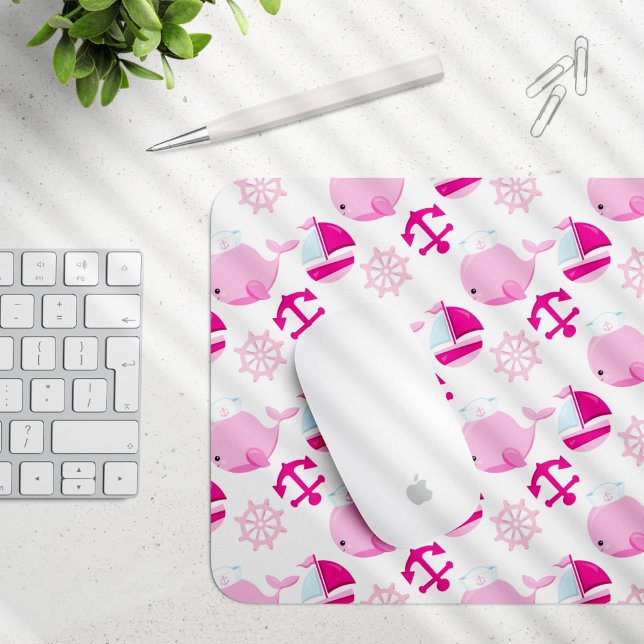 Mousepad Padrão De Baleias, Baleias Cutas, Baleias Rosa (Criador carregado)