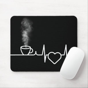 Mousepad Padrão de batida cardíaca com taça a vapor de café