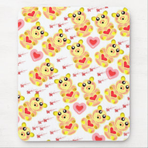 Mousepad Padrão de Berçário do Ursinho Coração
