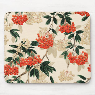 Mousepad Padrão de Berry Branco e Vermelho Decorativo