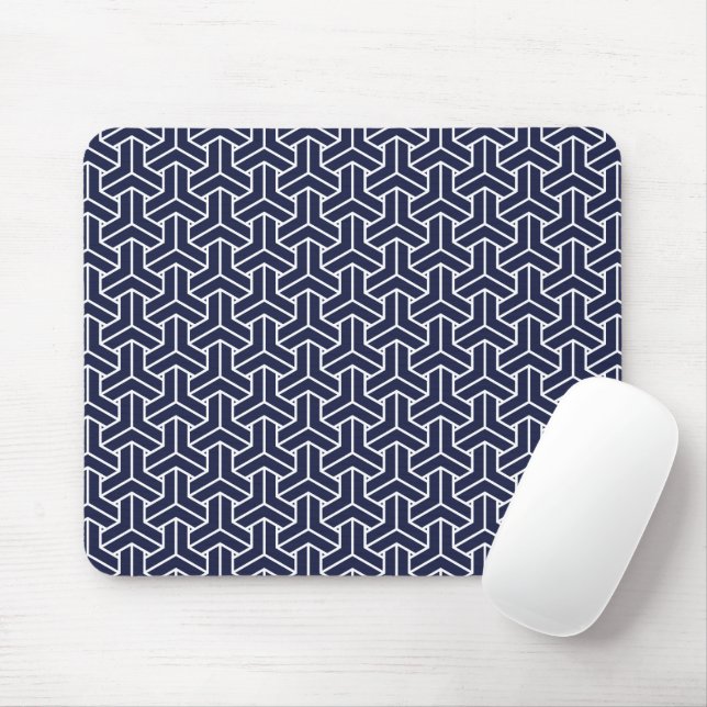 Mousepad Padrão de Bisamão do Japão Branco Marinho Oriental (Com mouse)