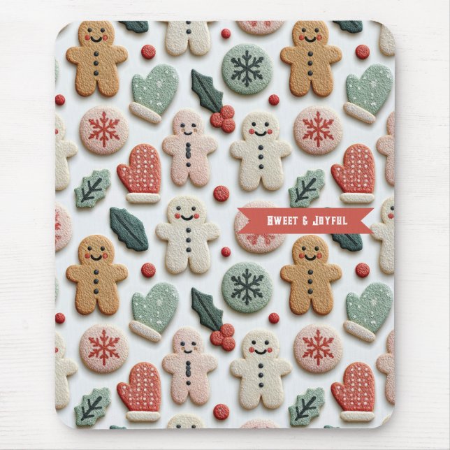Mousepad Padrão de Biscoito de Natal Fofo (Frente)