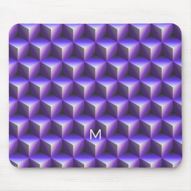 Mousepad Padrão de Bloco de Cubo Roxo Abstrato (Frente)