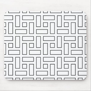 Mousepad Padrão de Bloco Linear Preto e Branco - Branco