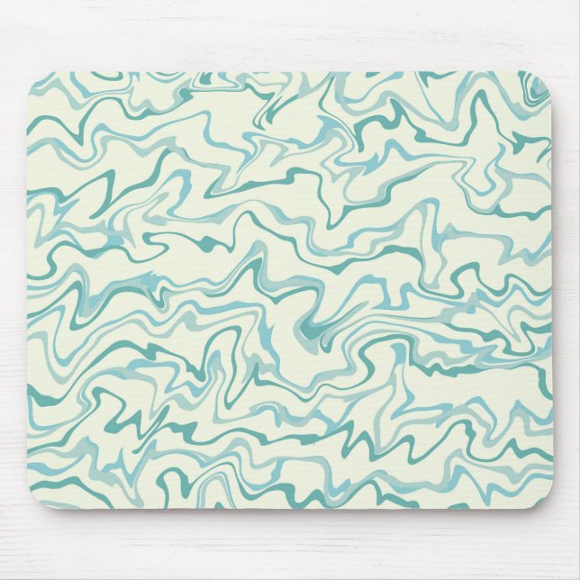 Mousepad Padrão de Boho Líquido do Hippie 70s Blue Marble (Frente)