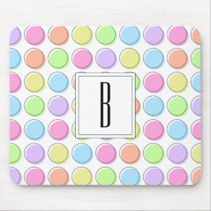 Mousepad Padrão de Bolinhas Arco-Íris do Pastel Branco Mono