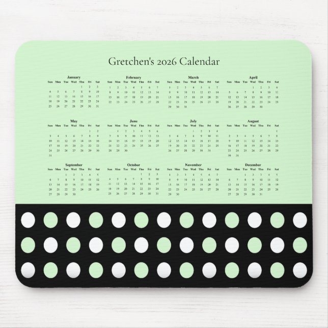 Mousepad Padrão de Bolinhas – Calendário 2026 (Frente)