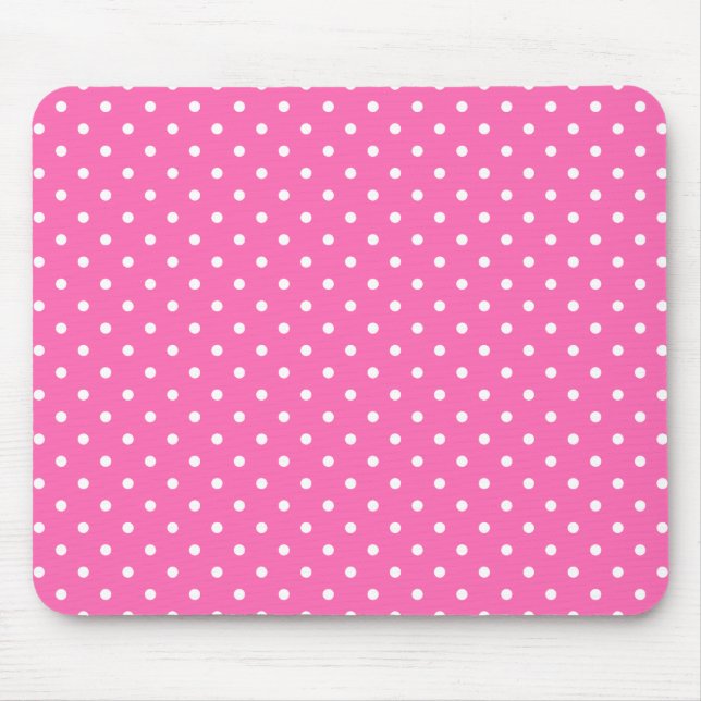 Mousepad Padrão de Bolinhas rosa-quente e branco (Frente)