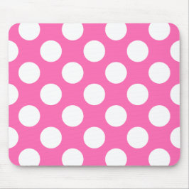Mousepad Padrão de Bolinhas rosa-quente e branco