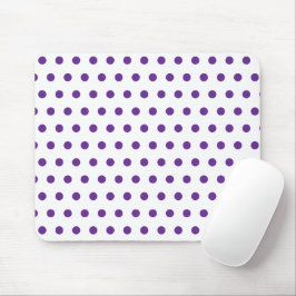 Mousepad Padrão de Bolinhas Roxo Lavanda em Branco