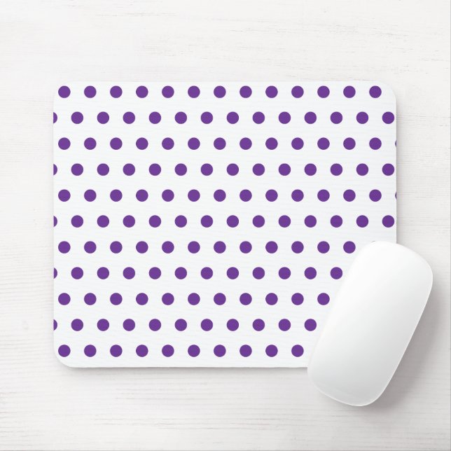 Mousepad Padrão de Bolinhas Roxo Lavanda em Branco (Com mouse)