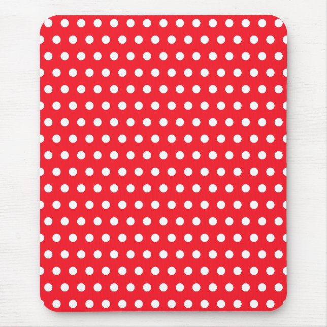 Mousepad Padrão de Bolinhas Vermelha e Branca. Idiota. (Frente)