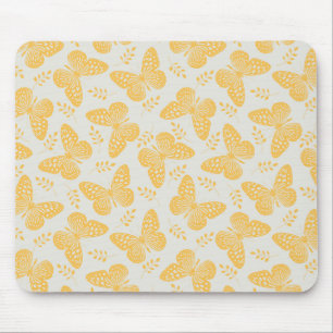 Mousepad Padrão de borboleta amarela nas cinzas