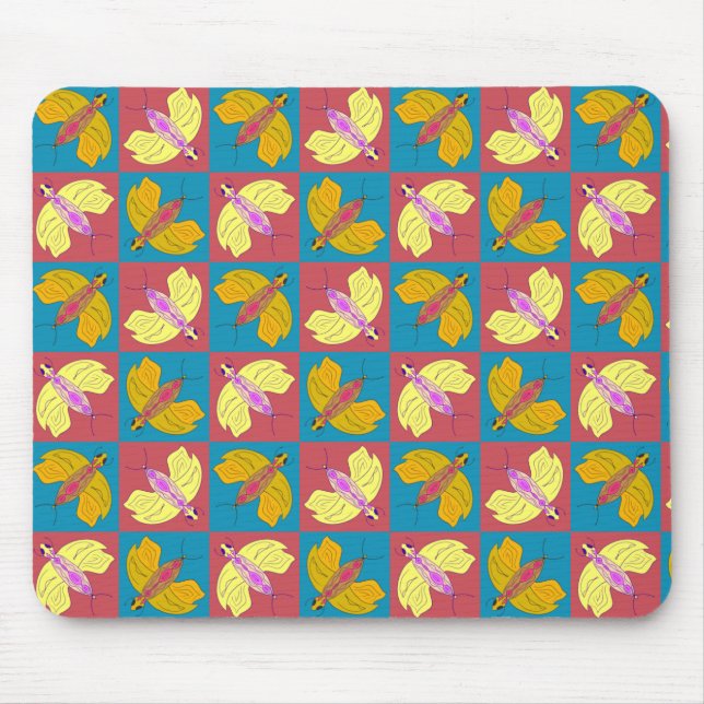 Mousepad Padrão de borboleta branca (Frente)