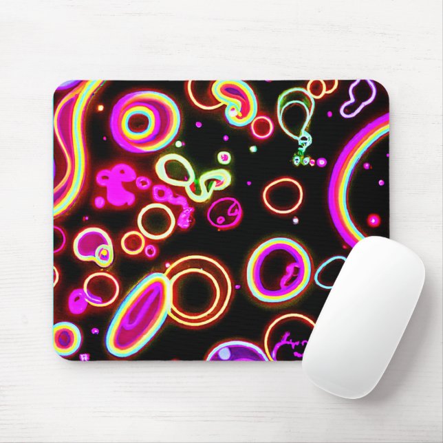 Mousepad Padrão de brilho de neon vibrante (Com mouse)