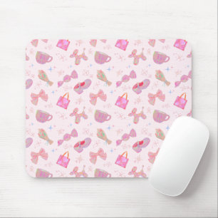 Mousepad Padrão de brilho iridescente rosa Coquette Y2K fof