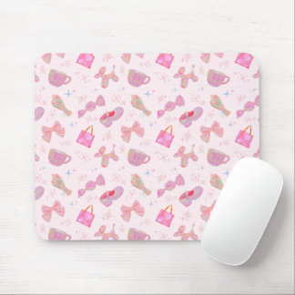 Mousepad Padrão de brilho iridescente rosa Coquette Y2K fof